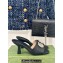 Gucci Heel 7cm Crystal Double G Slides Sandals Black 2024