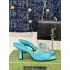 Gucci Heel 7cm Crystal Double G Slides Sandals Blue 2024