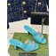 Gucci Heel 7cm Crystal Double G Slides Sandals Blue 2024