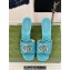 Gucci Heel 7cm Crystal Double G Slides Sandals Blue 2024