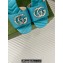 Gucci Heel 7cm Crystal Double G Slides Sandals Blue 2024