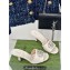 Gucci Heel 7cm Crystal Double G Slides Sandals White 2024