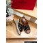 Valentino Grainy Calfskin Double Rockstud Wedge Espadrilles Slide Sandals Black