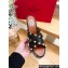 Valentino Grainy Calfskin Double Rockstud Wedge Espadrilles Slide Sandals Black
