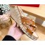 Valentino Grainy Calfskin Double Rockstud Wedge Espadrilles Slide Sandals Brown