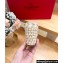 Valentino Grainy Calfskin Double Rockstud Wedge Espadrilles Slide Sandals Creamy