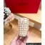 Valentino Grainy Calfskin Double Rockstud Wedge Espadrilles Slide Sandals Metallic Gold