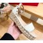 Valentino Grainy Calfskin Rockstud Flatform Espadrilles Sandals White