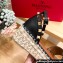 Valentino Grainy Calfskin Rockstud Flatform Espadrilles Sandals Black