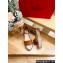 Valentino Grainy Calfskin Rockstud Flatform Espadrilles Sandals Brown