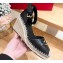 Valentino The Bold Edition Vlogo Grainy Calfskin Wedge Espadrilles Black 2024