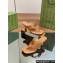 Gucci Heel 5.5cm Women's Double G thong slide sandals 776995 Brown 2024