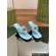 Gucci Heel 5.5cm Women's Double G thong slide sandals 776995 Light Blue 2024