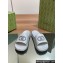 Gucci Women/Men Interlocking G slide sandals 770801 in textured rubber Gray 2024