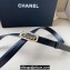 Chanel Width 2cm calfskin belt Black with Crystal and Pearl Buckle 2024