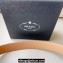 Prada Width 3.4cm Leather Reversible Belt Apricot/Silver 2024