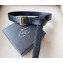Prada Width 3.4cm Leather Reversible Belt Black/Gold 2024