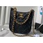 Chanel Calfskin & Gold-Tone Metal Hobo Handbag AS4532 Black 2024