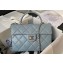 Chanel Grained Calfskin & Gold-Tone Metal Flap Bag with Top Handle AS4712 Light Blue 2024