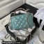 Chanel Shiny Crumpled Lambskin, Imitation Pearls & Gold-Tone Metal Clutch with Chain Bag AP3804 Green 2024