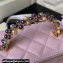 Chanel Shiny Crumpled Lambskin, Imitation Pearls & Gold-Tone Metal Clutch with Chain Bag AP3804 Lilac 2024