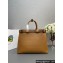 Prada Buckle large leather handbag with belt 1BA416 Brown 2024