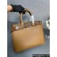 Prada Buckle large leather handbag with belt 1BA416 Brown 2024
