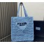 Prada raffia tote bag 1BG393 Light Blue 2024