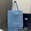 Prada raffia tote bag 1BG393 Light Blue 2024