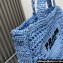 Prada raffia tote bag 1BG393 Light Blue 2024