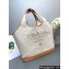 Prada Large linen blend and leather tote bag 1BG472 2024