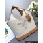 Prada Medium linen blend and leather tote bag 1BG471 2024