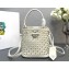 Prada Panier leather mini-bag with cut-out motif 1BA217 White 2024