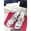Valentino The Bold Edition Vlogo Calfskin Two-band Slide Sandals 70mm Silver 2024