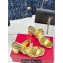 Valentino The Bold Edition Vlogo Calfskin Two-band Slide Sandals 70mm Gold 2024