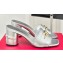 Valentino The Bold Edition Vlogo Calfskin Slide Sandals 70mm Silver 2024