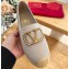Valentino Gold Vlogo Grainy Calfskin Espadrilles Gray