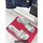 Valentino The Bold Edition Vlogo Calfskin Slide Sandals 20mm Silver 2024