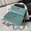 Chanel Shiny Crumpled Lambskin, Imitation Pearls & Gold-Tone Metal Clutch with Chain Bag AP3803 Green 2024