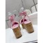 Prada Crochet wedge sandals 1XZ760 Pink 2024