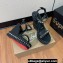 Christian Louboutin Heel 12cm Pyraclou Studded Spike Espadrilles wedge Sandals Black