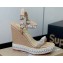 Christian Louboutin Heel 12cm Pyraclou Studded Spike Espadrilles wedge Sandals Croco Pattern Beige
