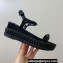 Christian Louboutin Heel 6cm Pyraclou Studded Spike wedge Sandals Patent Black