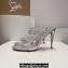 Christian Louboutin Heel 10.5cm Leather and PVC Spike Only Mules Metallic Silver 2024