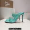 Christian Louboutin Heel 10.5cm Leather and PVC Spike Only Mules Turquoise Green 2024