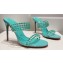Christian Louboutin Heel 10.5cm Leather and PVC Spike Only Mules Turquoise Green 2024