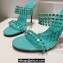 Christian Louboutin Heel 10.5cm Leather and PVC Spike Only Mules Turquoise Green 2024