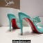Christian Louboutin Heel 10.5cm Leather and PVC Spike Only Mules Turquoise Green 2024