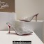 Christian Louboutin Heel 8.5cm Leather and PVC Aqua Strass Mules Silver 2024