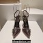 Christian Louboutin Heel 10.5cm Leather and PVC Spikoo Pumps Coffee 2024